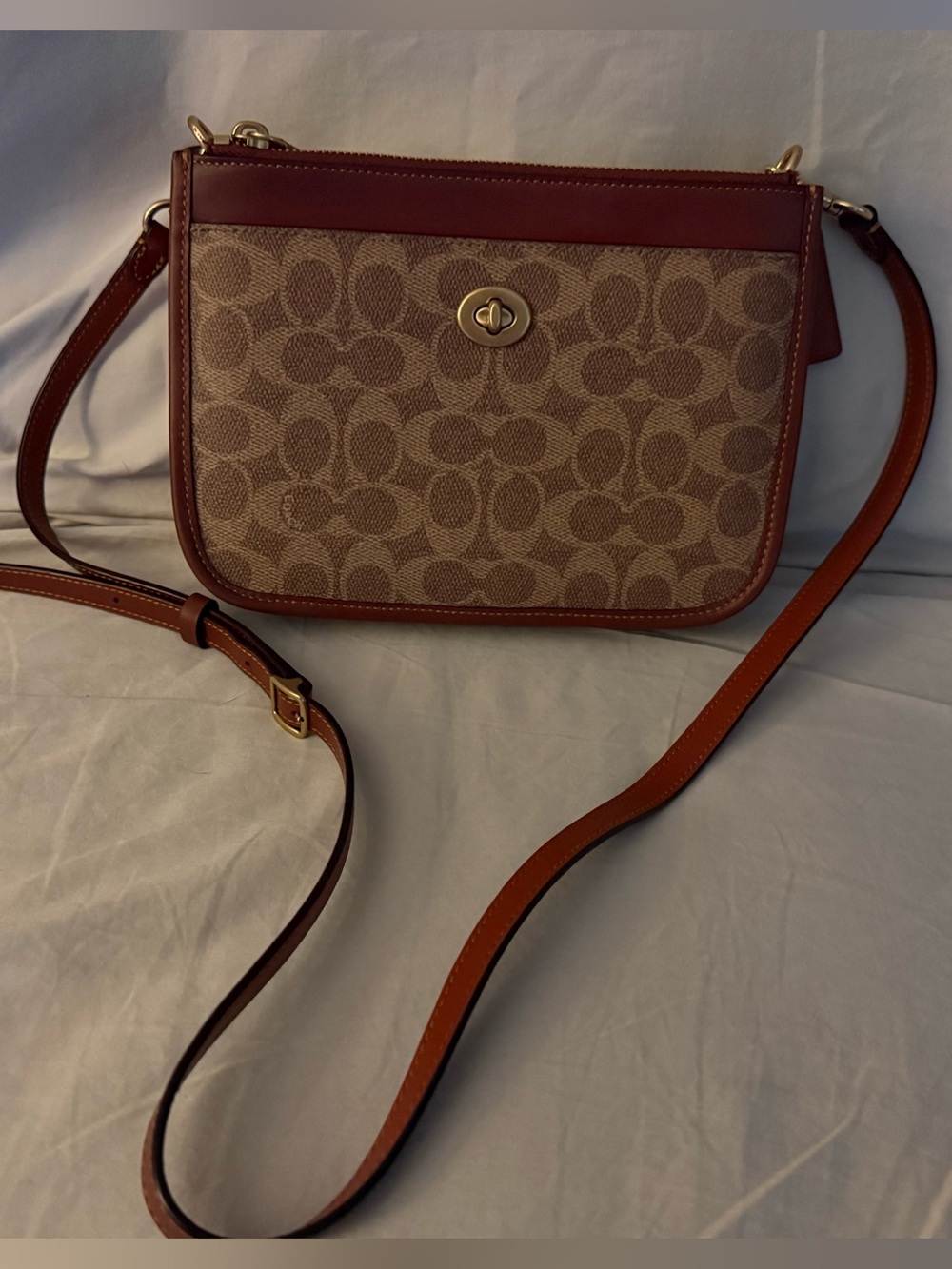 Coach Slim Turnlock Crossbody in Signature Canvas & Leather